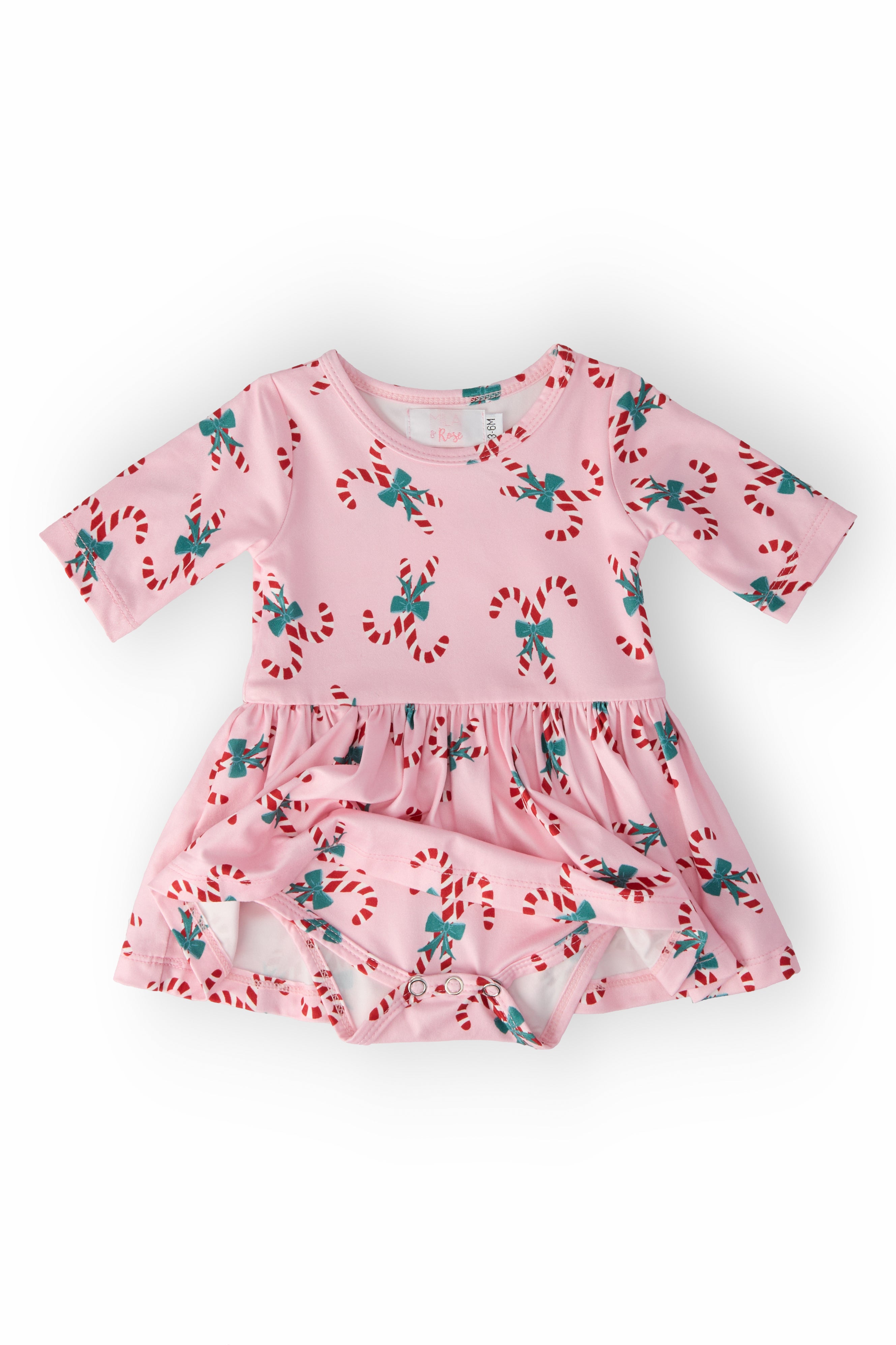 Candy Cane Cutie 3/4 Sleeve Twirl Bodysuit-Mila & Rose ®