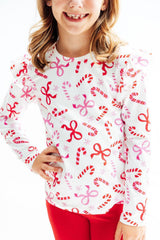 Candy Cane Lane L/S Ruffle Tee-Mila & Rose ®