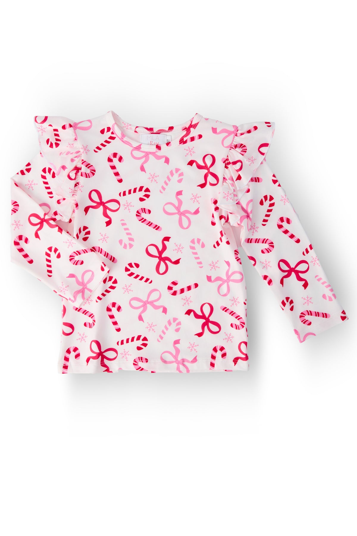Candy Cane Lane L/S Ruffle Tee-Mila & Rose ®