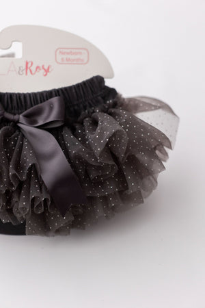 SALE Charcoal & Silver Glitter Ruffle Tutu Bloomer-Mila & Rose ®