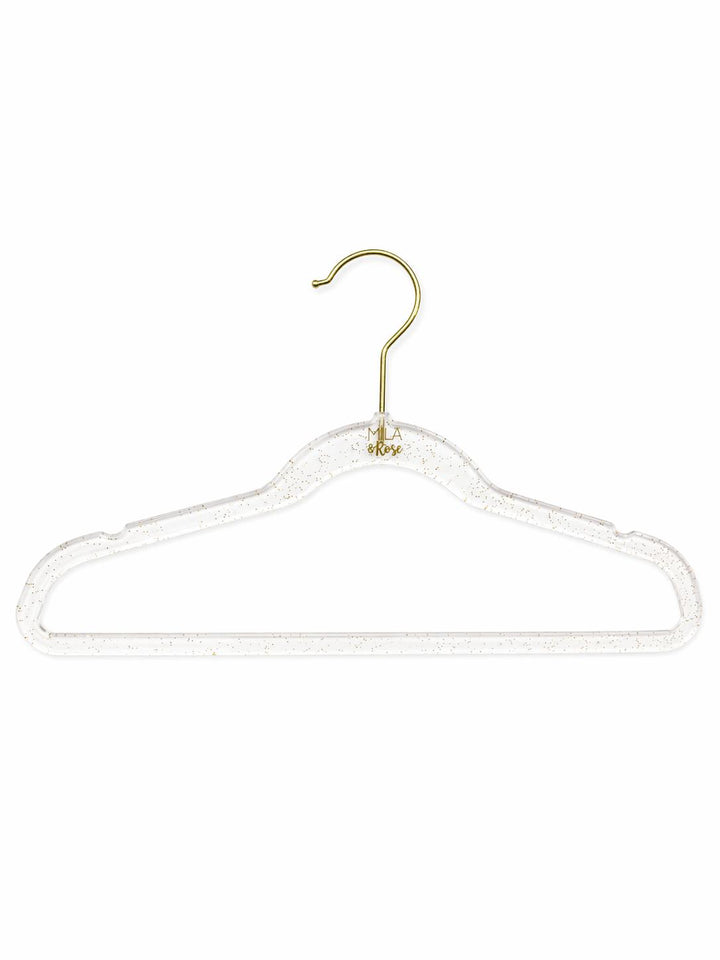 Mila & Rose Girls Acrylic Hangers – Clear with Gold Shimmer | Pack of 10-Mila & Rose ®