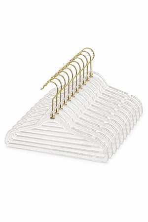Mila & Rose Girls Acrylic Hangers – Clear with Gold Shimmer | Pack of 10-Mila & Rose ®
