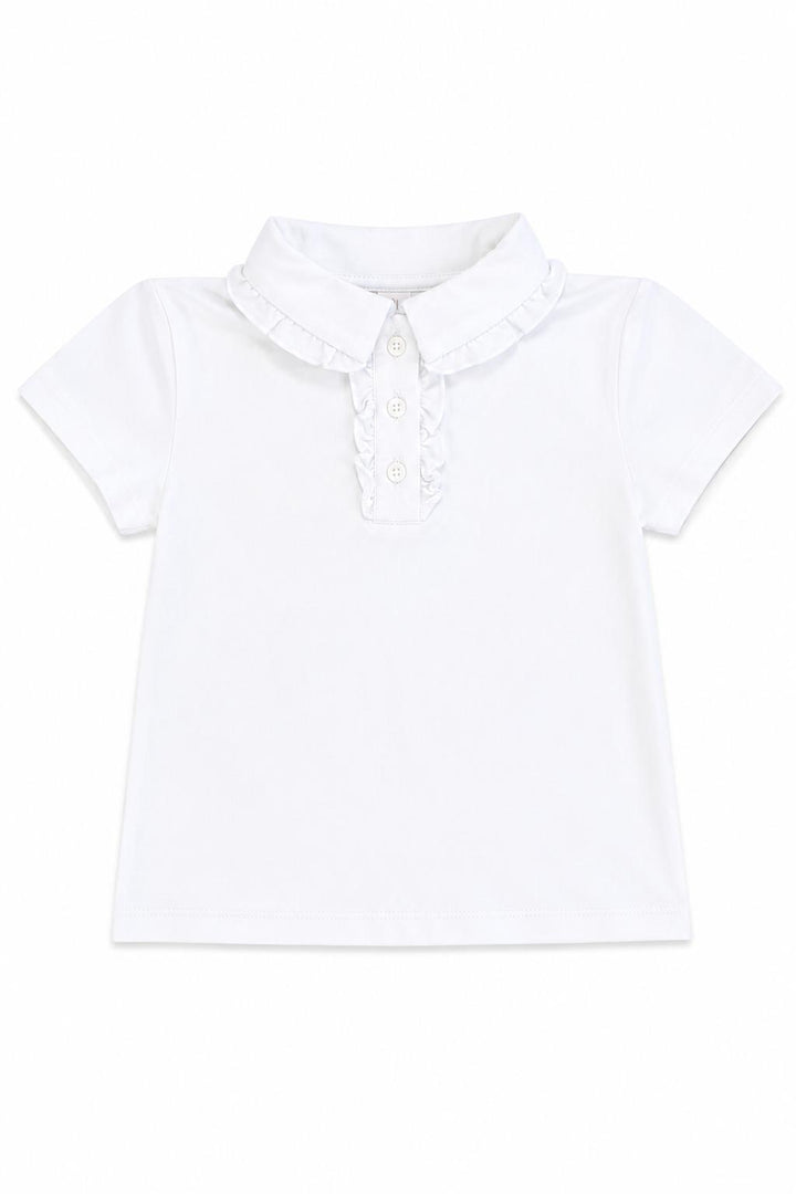 White S/S Ruffle Polo-Mila & Rose ®
