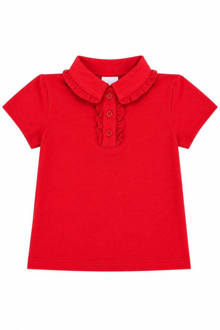 Red S/S Ruffle Polo-Mila & Rose ®