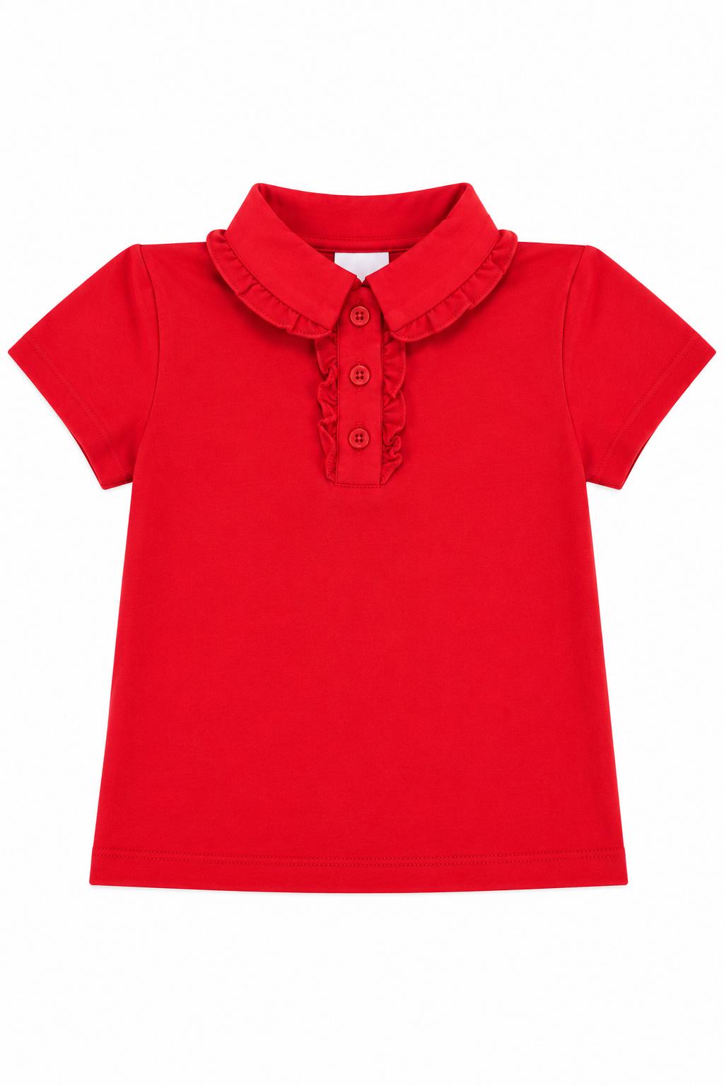Red S/S Ruffle Polo-Mila & Rose ®