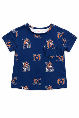 Montana State University Blue Bobcat Ruffle Pocket Tee-Mila & Rose ®
