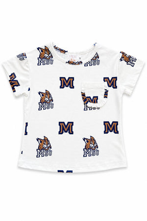 Montana State University White Bobcat Ruffle Pocket Tee-Mila & Rose ®
