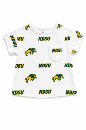 North Dakota State University White Bison Ruffle Pocket Tee-Mila & Rose ®