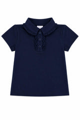 Navy S/S Ruffle Polo-Mila & Rose ®