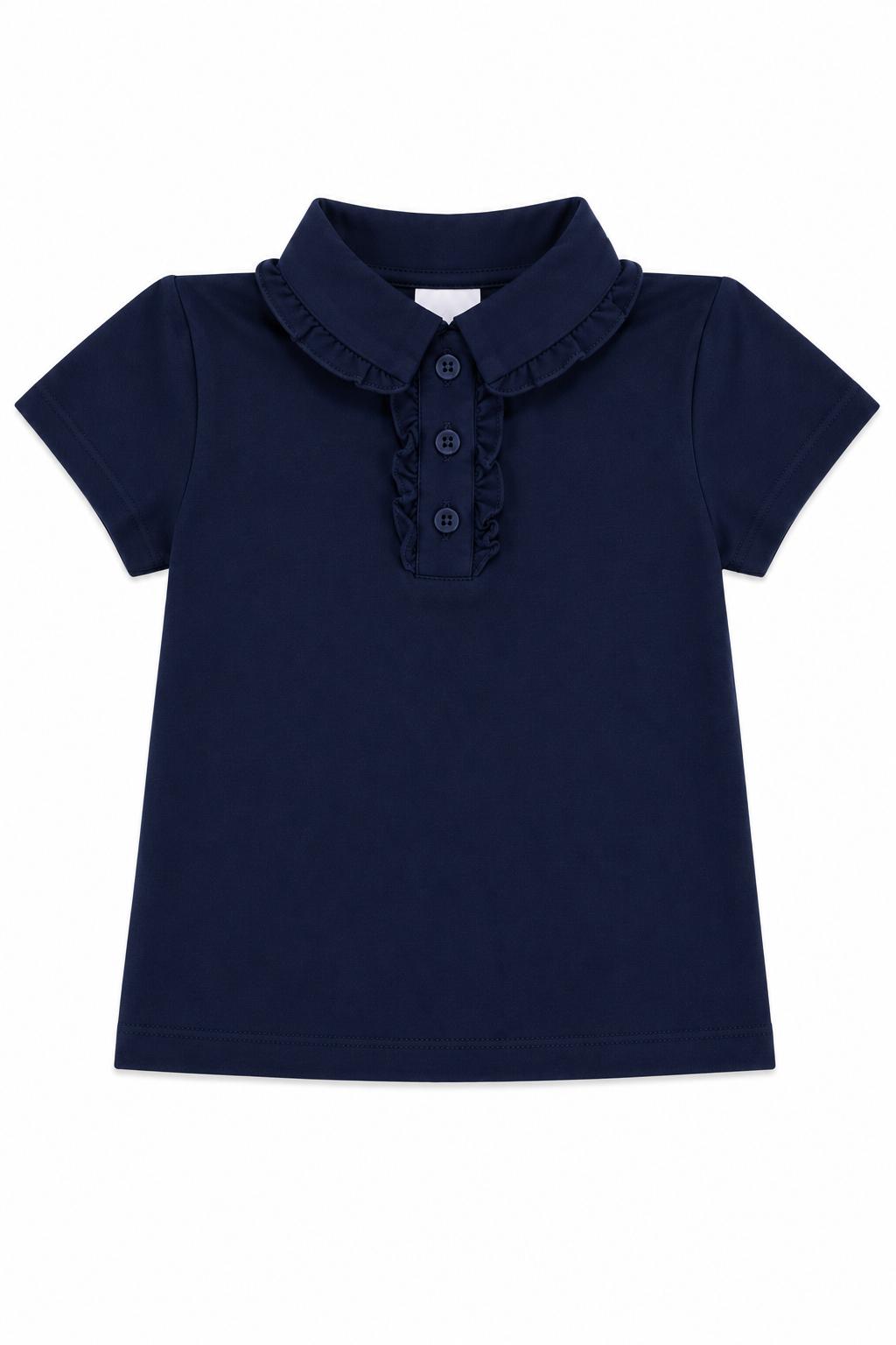 Navy S/S Ruffle Polo-Mila & Rose ®