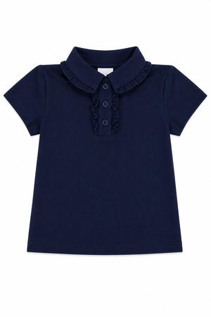 Navy S/S Ruffle Polo-Mila & Rose ®