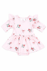 Winter Berries 3/4 Sleeve Flutter Twirl Bodysuit-Mila & Rose ®