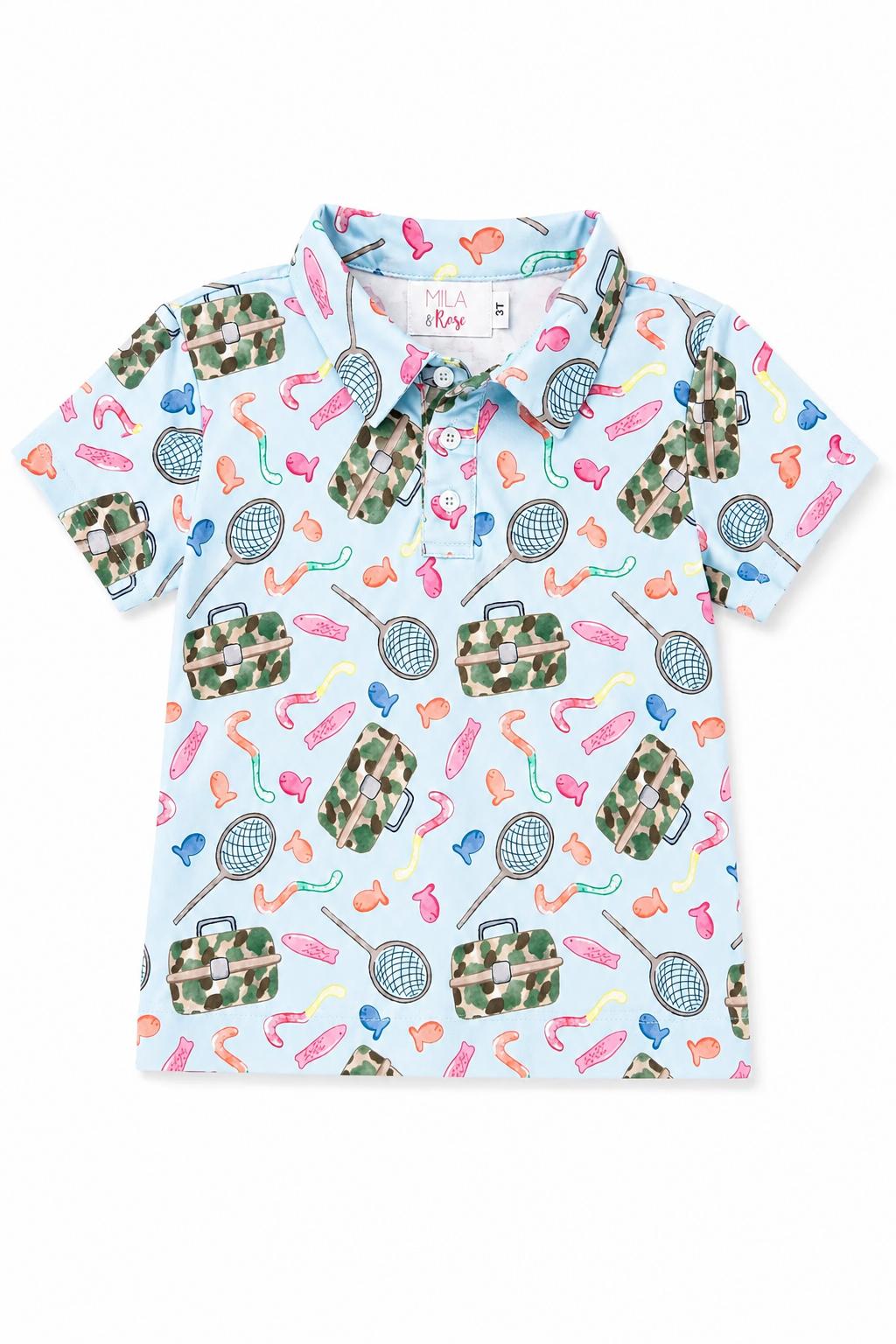 Boys Fishing Snacks S/S Polo-Mila & Rose ®