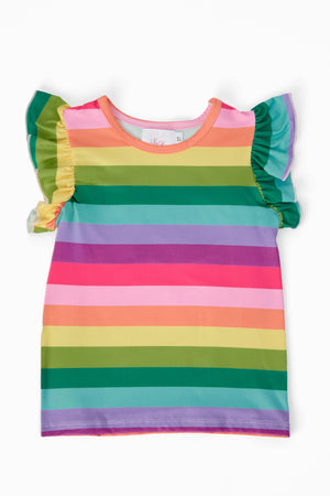 Cheerful Stripes S/S Ruffle Tee-Mila & Rose ®