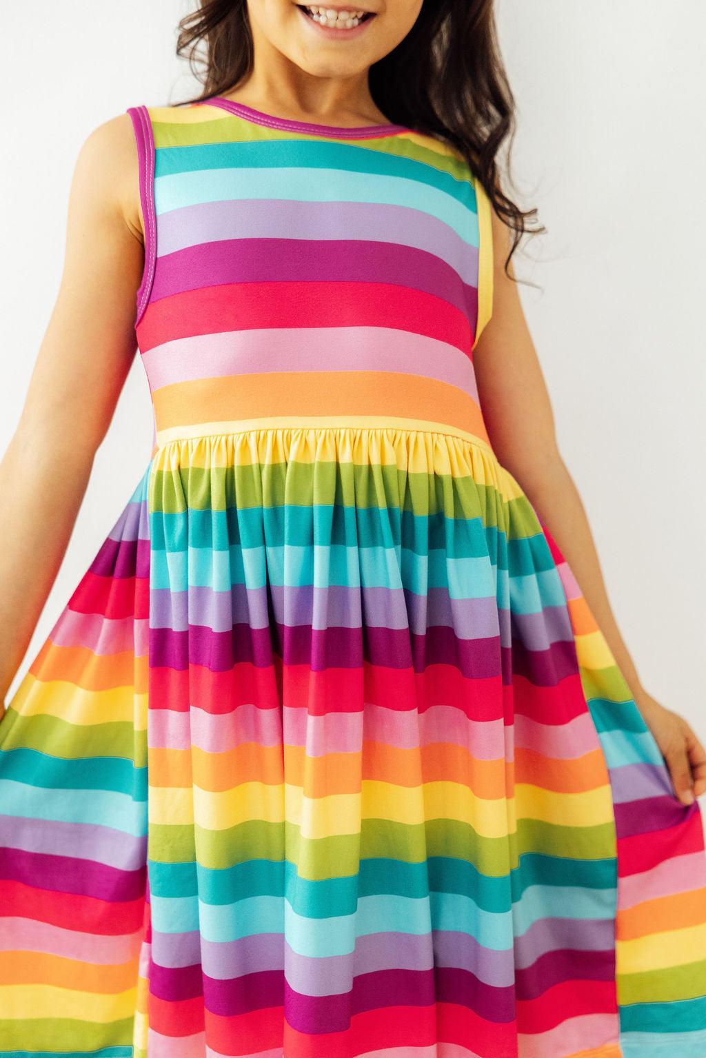 Girls' Cheerful Stripes Tank Twirl Dress Size: 5/6 By Mila & Rose Girls' Cheerful Stripes Tank Twirl Dress Size: 5/6 By Mila & Rose
