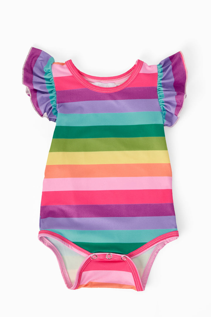Cheerful Stripes S/S Flutter Bodysuit-Mila & Rose ®