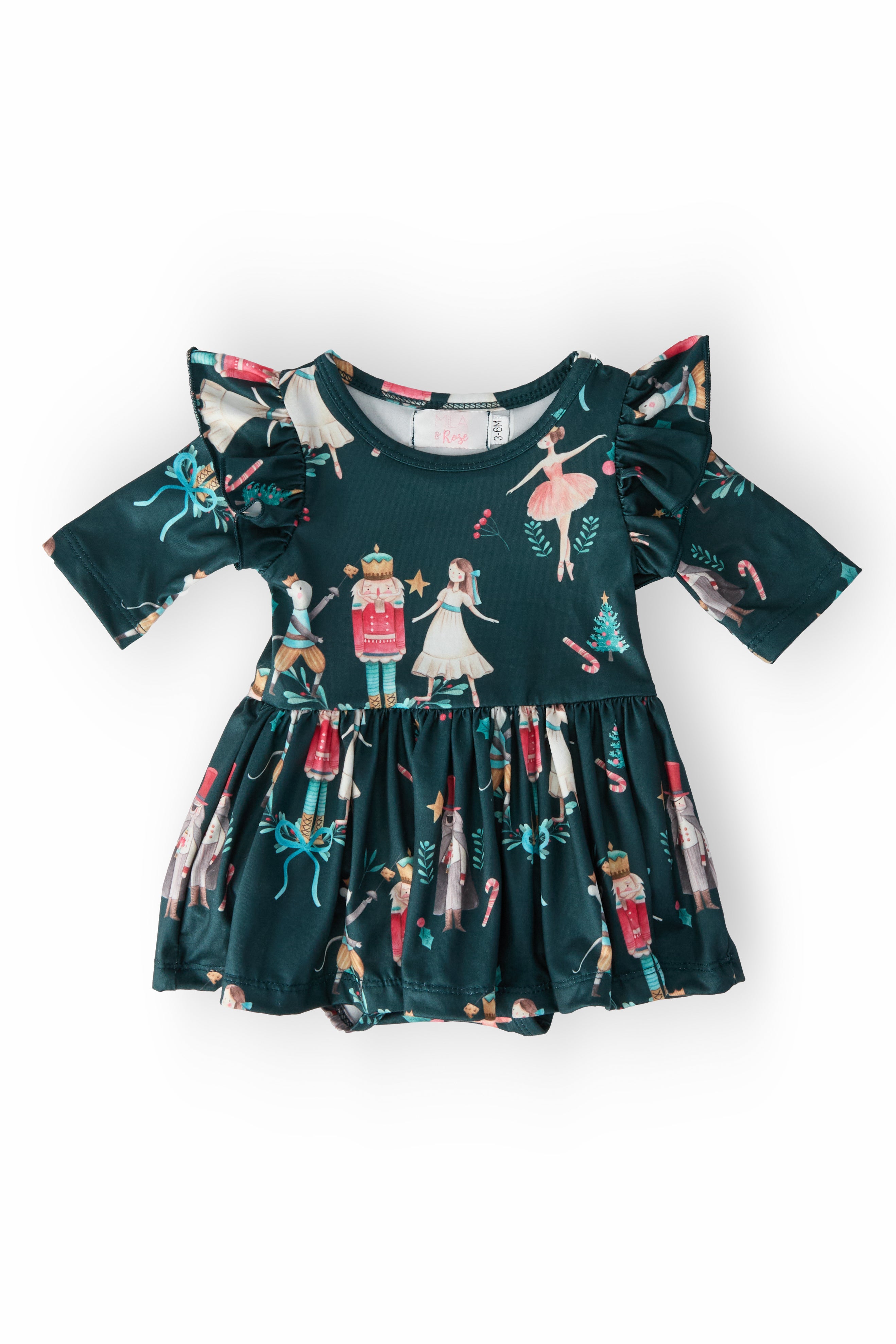 Mila & Rose Christmas Ballet Twirl Flutter Bodysuit, 12-18M