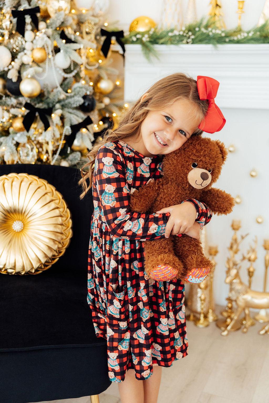 Christmas Bears L/S Pocket Twirl Dress-Mila & Rose ®