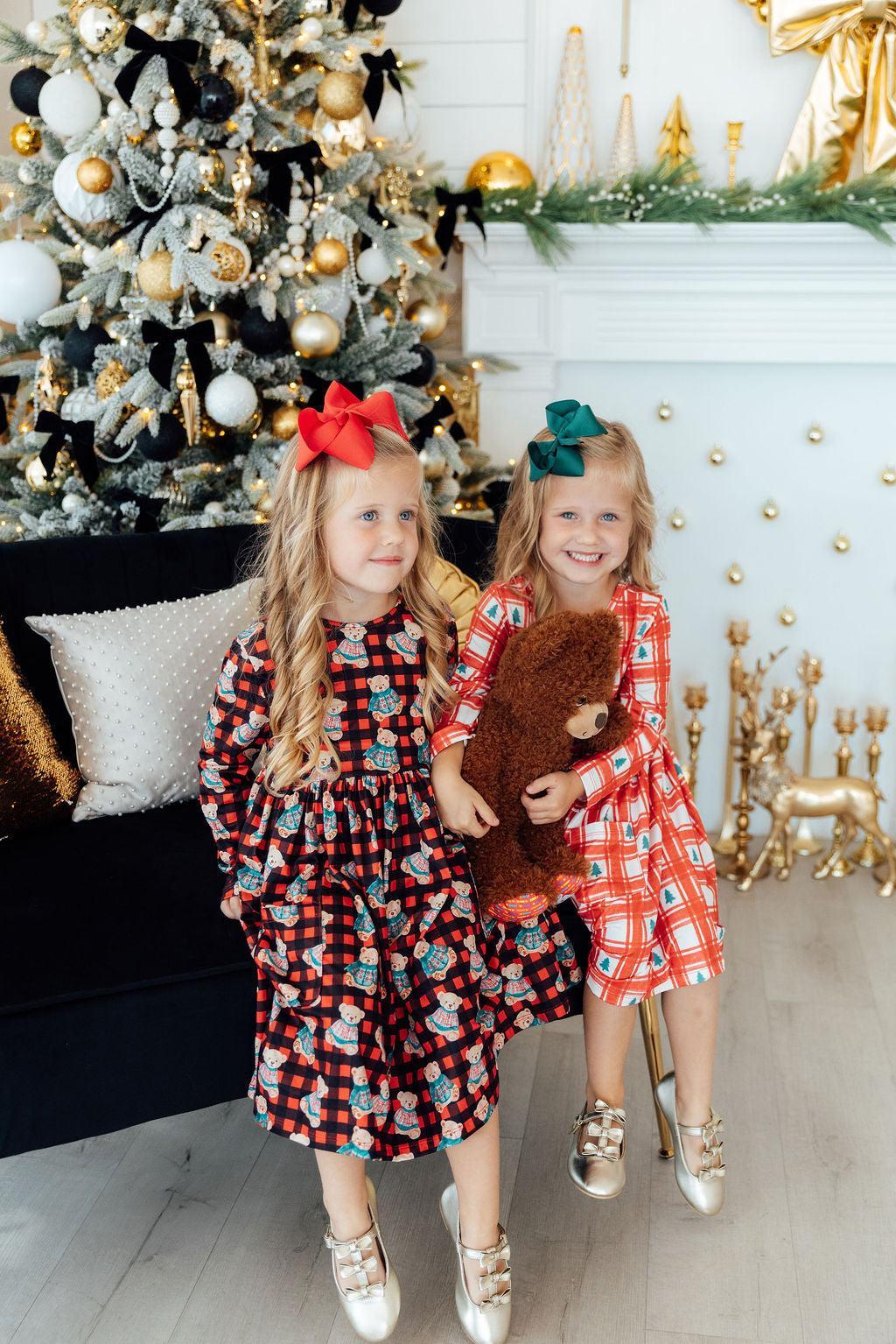 Girls' Christmas Bears Pocket Twirl Dress Size: 5/6 By Mila & Rose Girls' Christmas Bears Pocket Twirl Dress Size: 5/6 By Mila & Rose