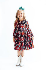 Christmas Bears L/S Pocket Twirl Dress-Mila & Rose ®