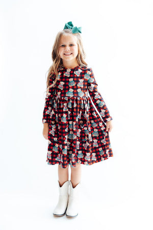 Christmas Bears L/S Pocket Twirl Dress-Mila & Rose ®