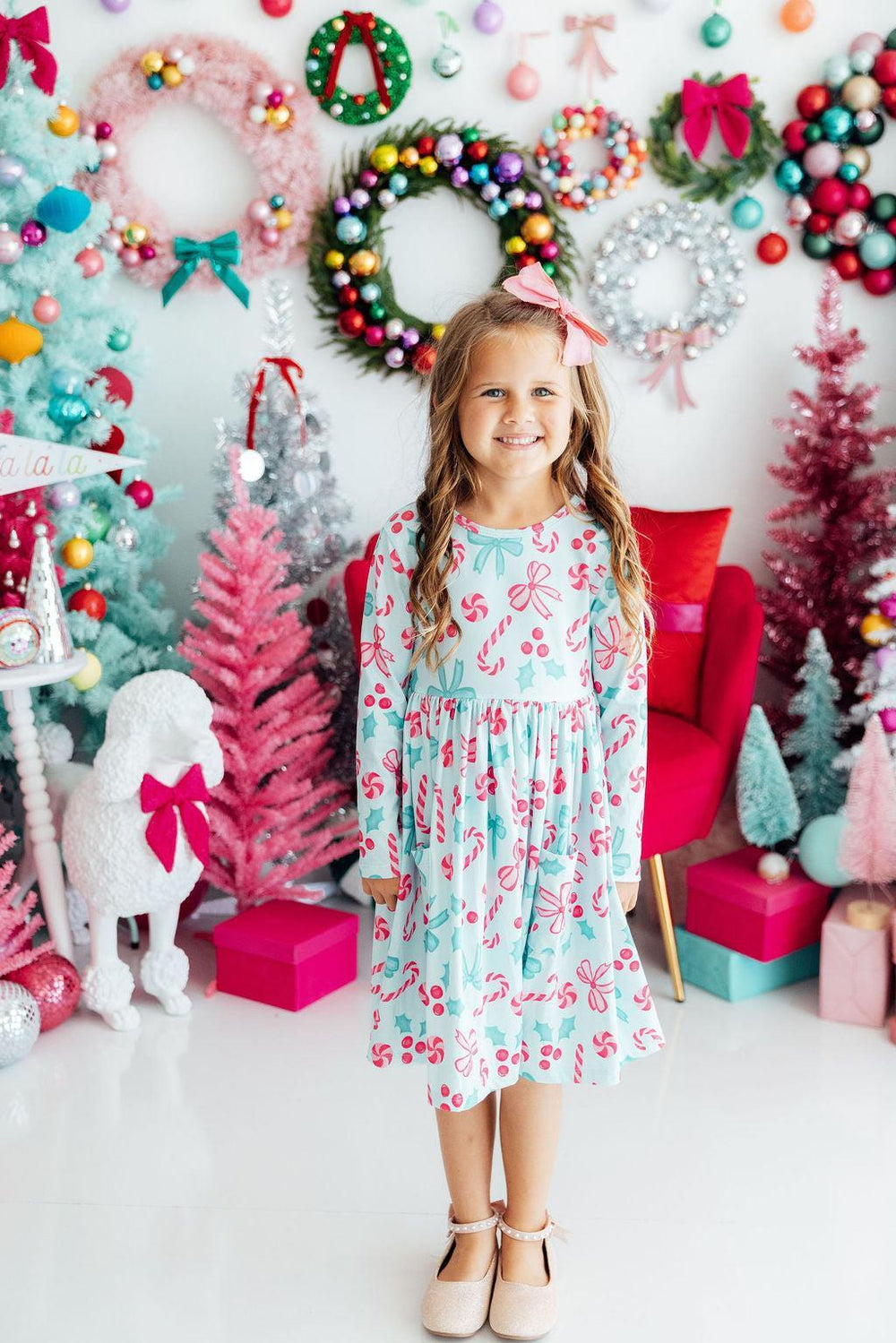 Christmas Cheer L/S Pocket Twirl Dress-Mila & Rose ®