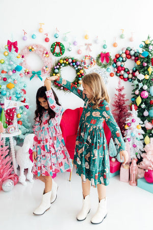 Christmas Cowgirl L/S Pocket Twirl Dress-Mila & Rose ®