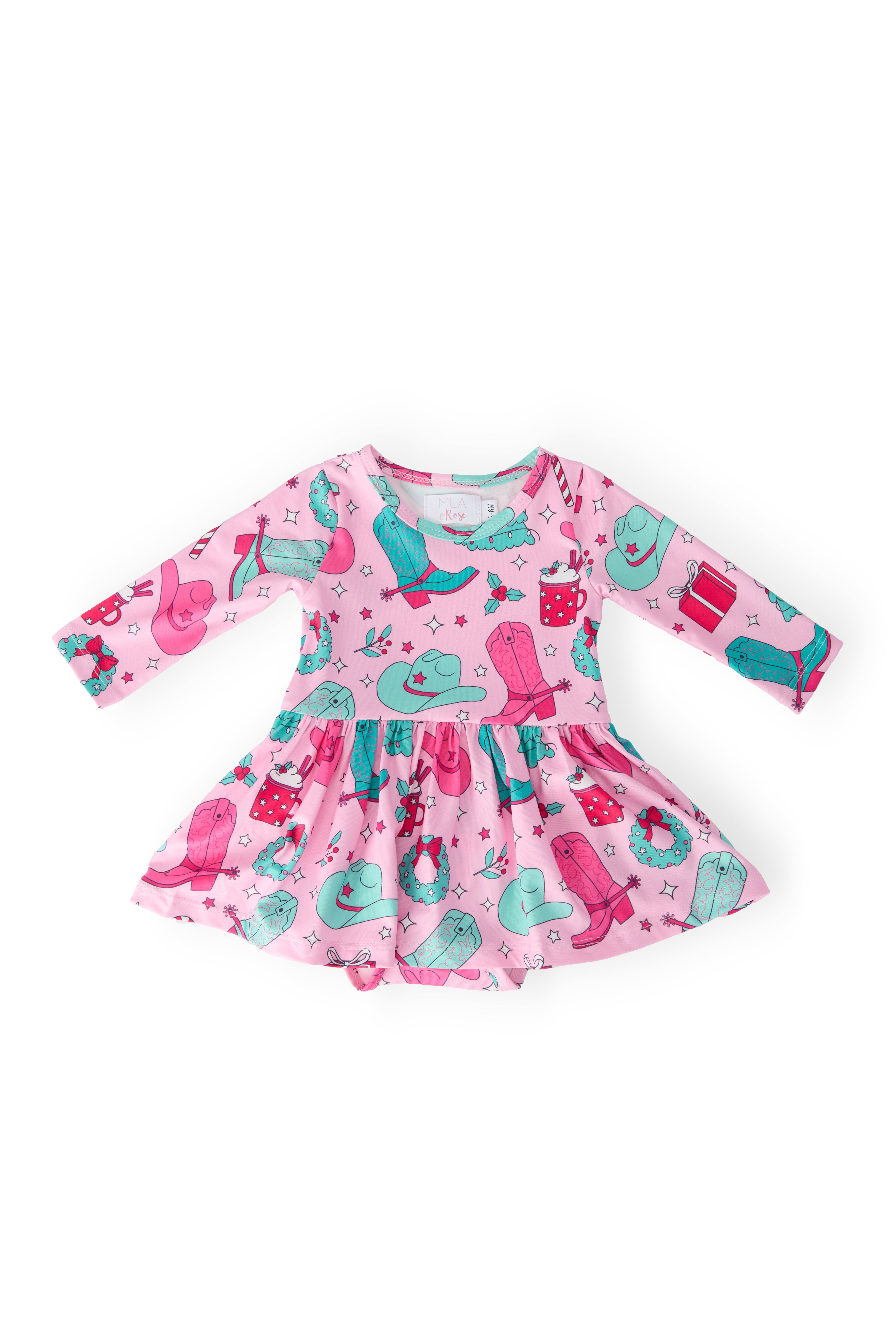 Christmas Cowgirl L/S Twirl Bodysuit-Mila & Rose ®
