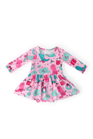 Christmas Cowgirl L/S Twirl Bodysuit-Mila & Rose ®