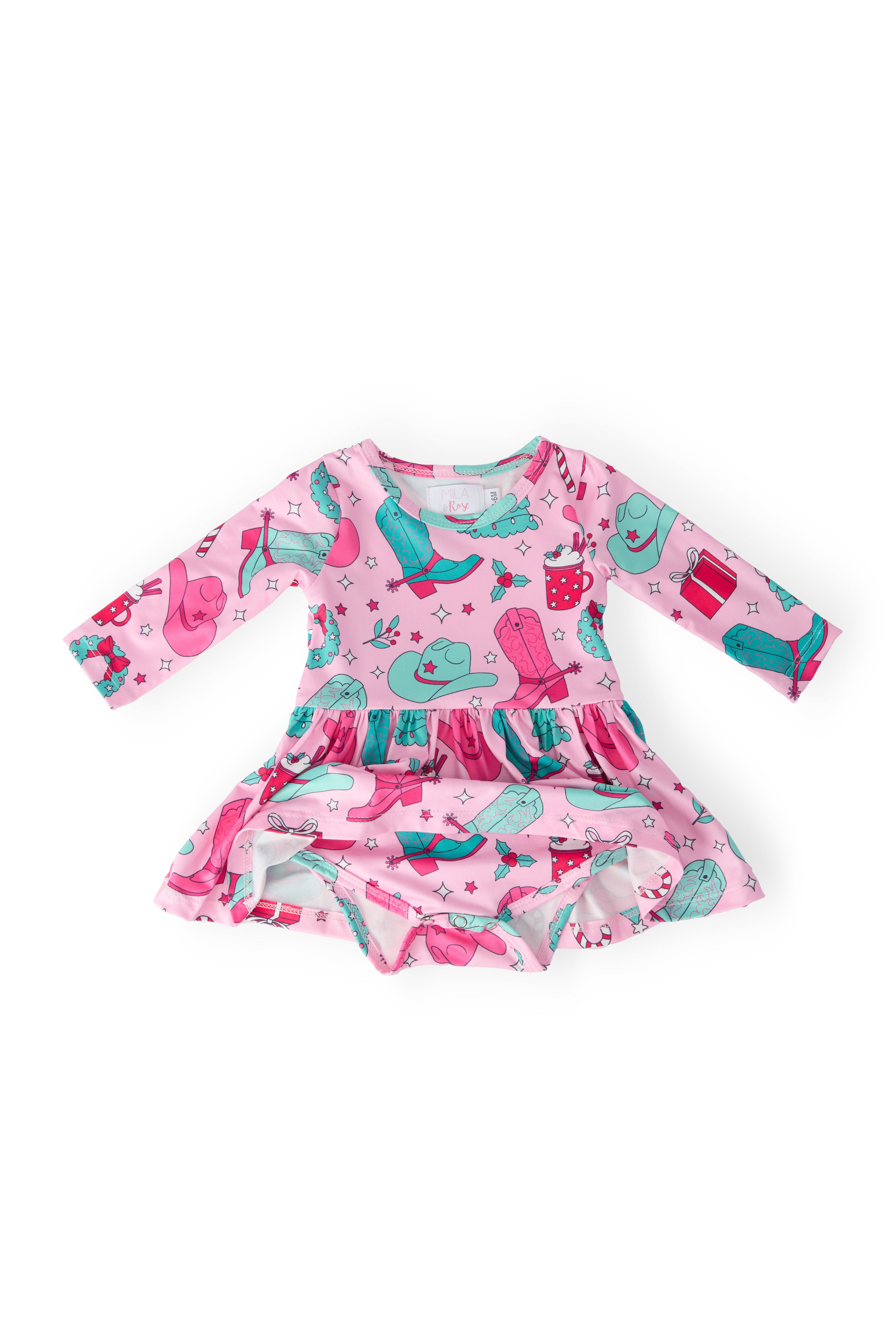 Christmas Cowgirl L/S Twirl Bodysuit-Mila & Rose ®