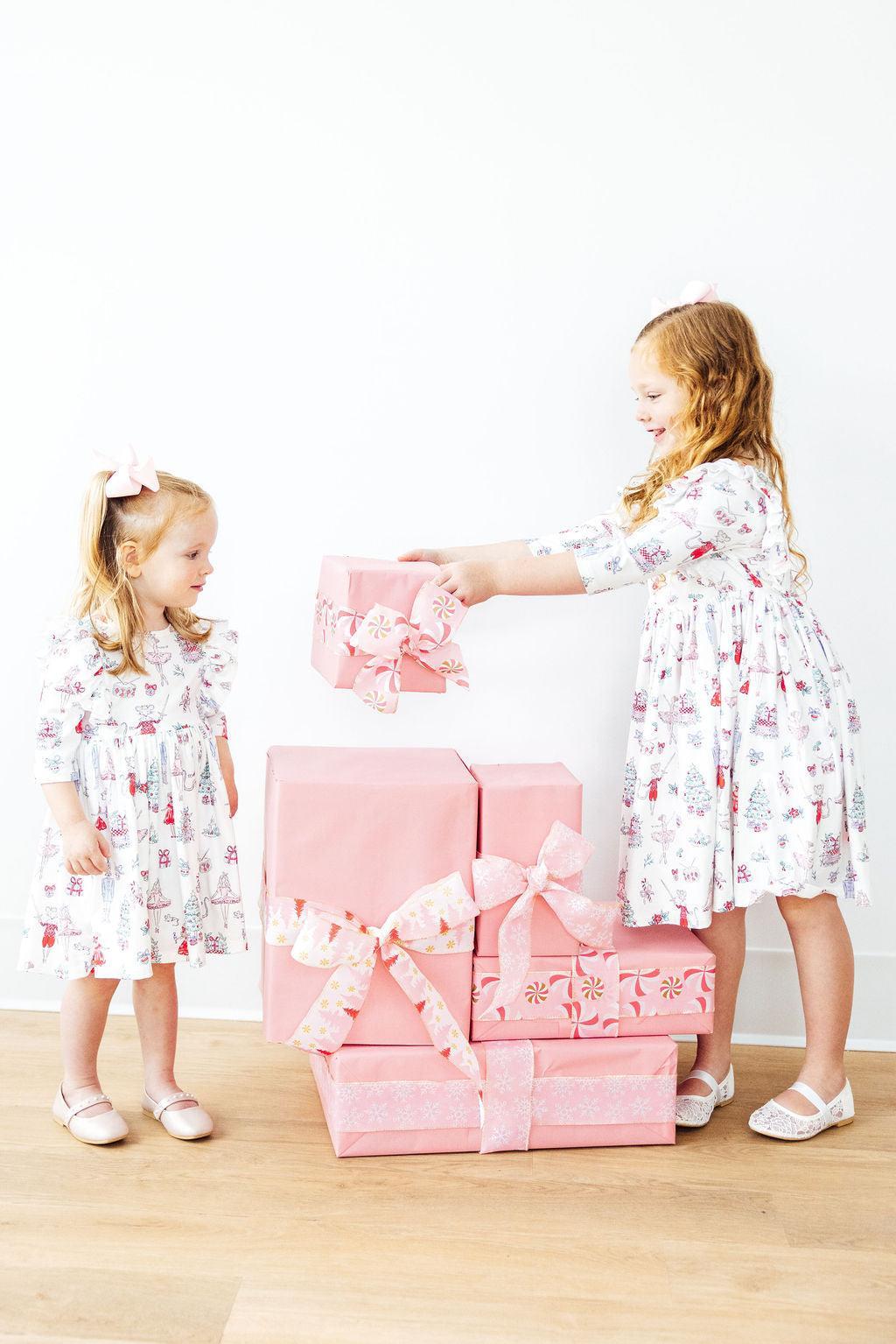 Clara's Christmas 3/4 Sleeve Ruffle Twirl Dress-Mila & Rose ®