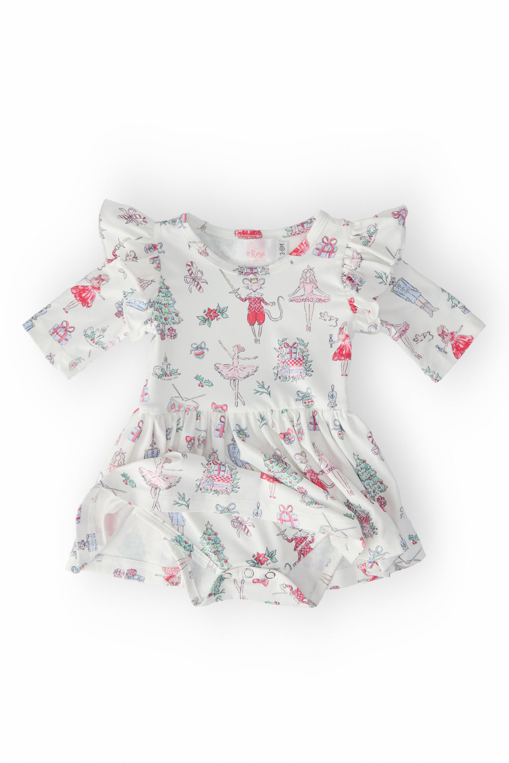 Clara's Christmas 3/4 Sleeve Flutter Twirl Bodysuit-Mila & Rose ®