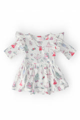Clara's Christmas 3/4 Sleeve Flutter Twirl Bodysuit-Mila & Rose ®