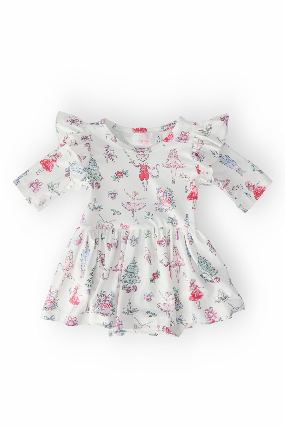 Clara's Christmas 3/4 Sleeve Flutter Twirl Bodysuit-Mila & Rose ®