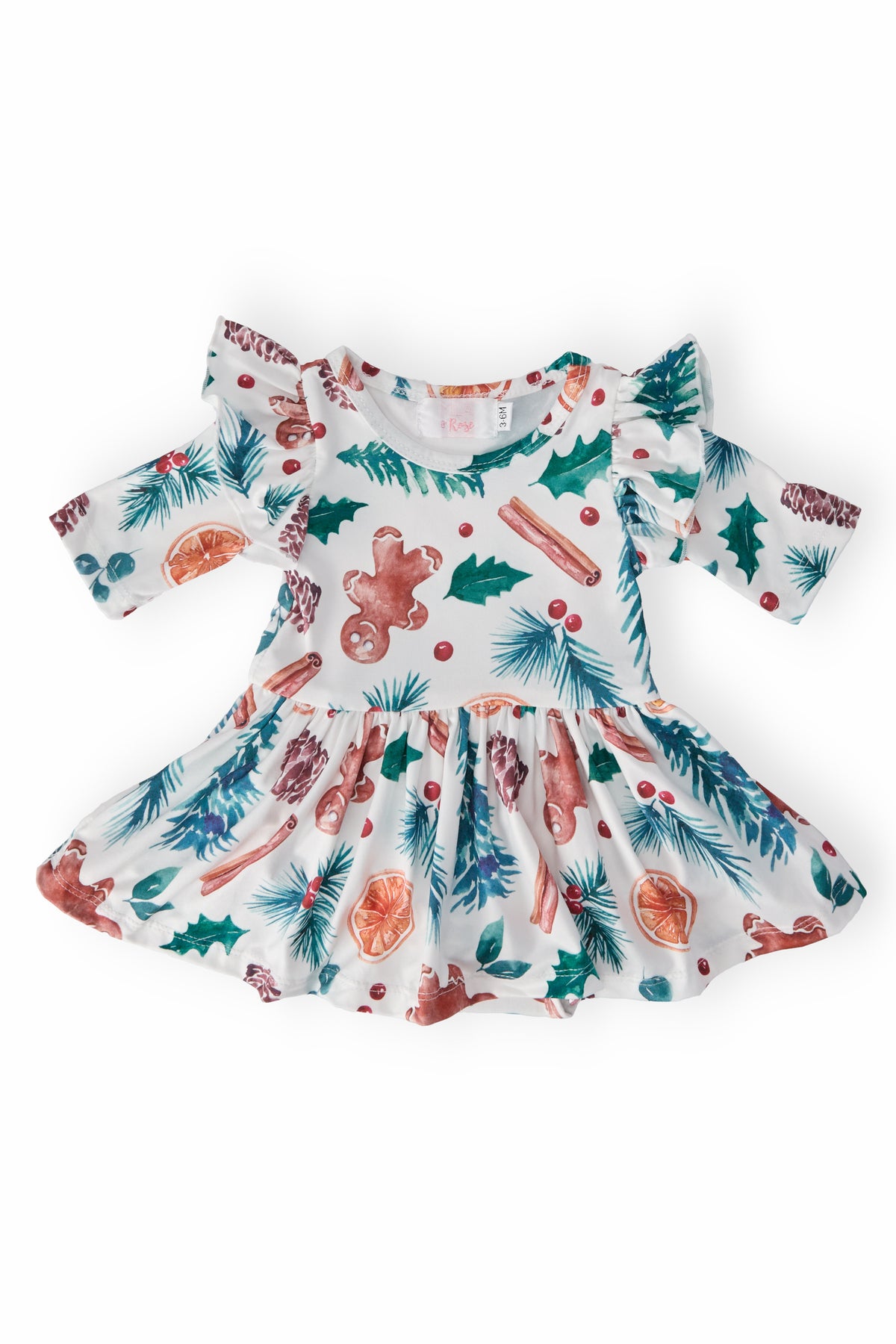 Classic Christmas 3/4 Sleeve Flutter Twirl Bodysuit-Mila & Rose ®