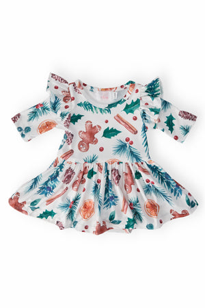 Classic Christmas Twirl Flutter Bodysuit-Mila & Rose ®