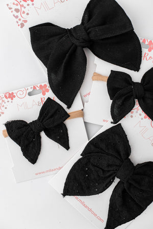 Classic Hair Bow - Black Eyelet-Mila & Rose ®