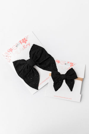 Classic Hair Bow - Black Eyelet-Mila & Rose ®