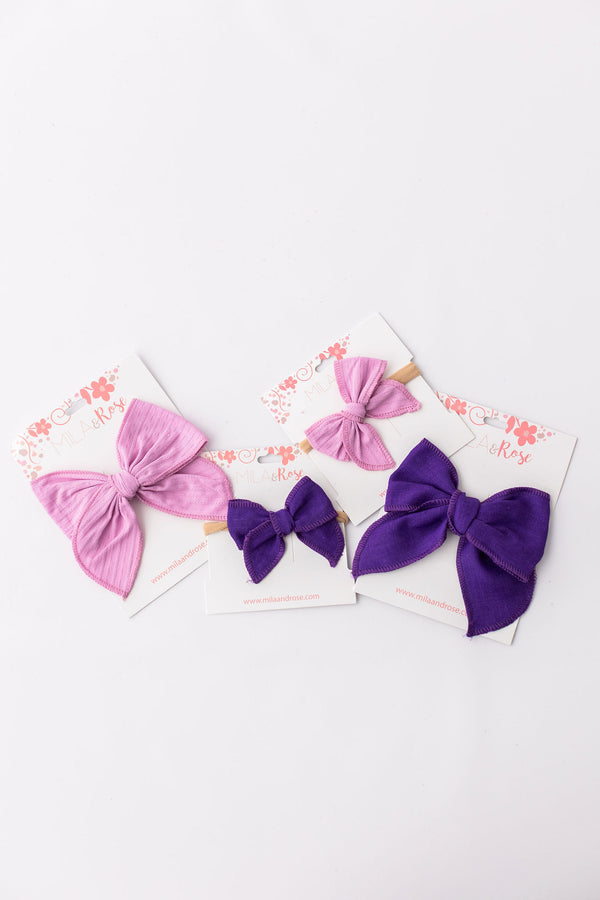 Classic Hair Bow - Bright Lilac | Mila & Rose