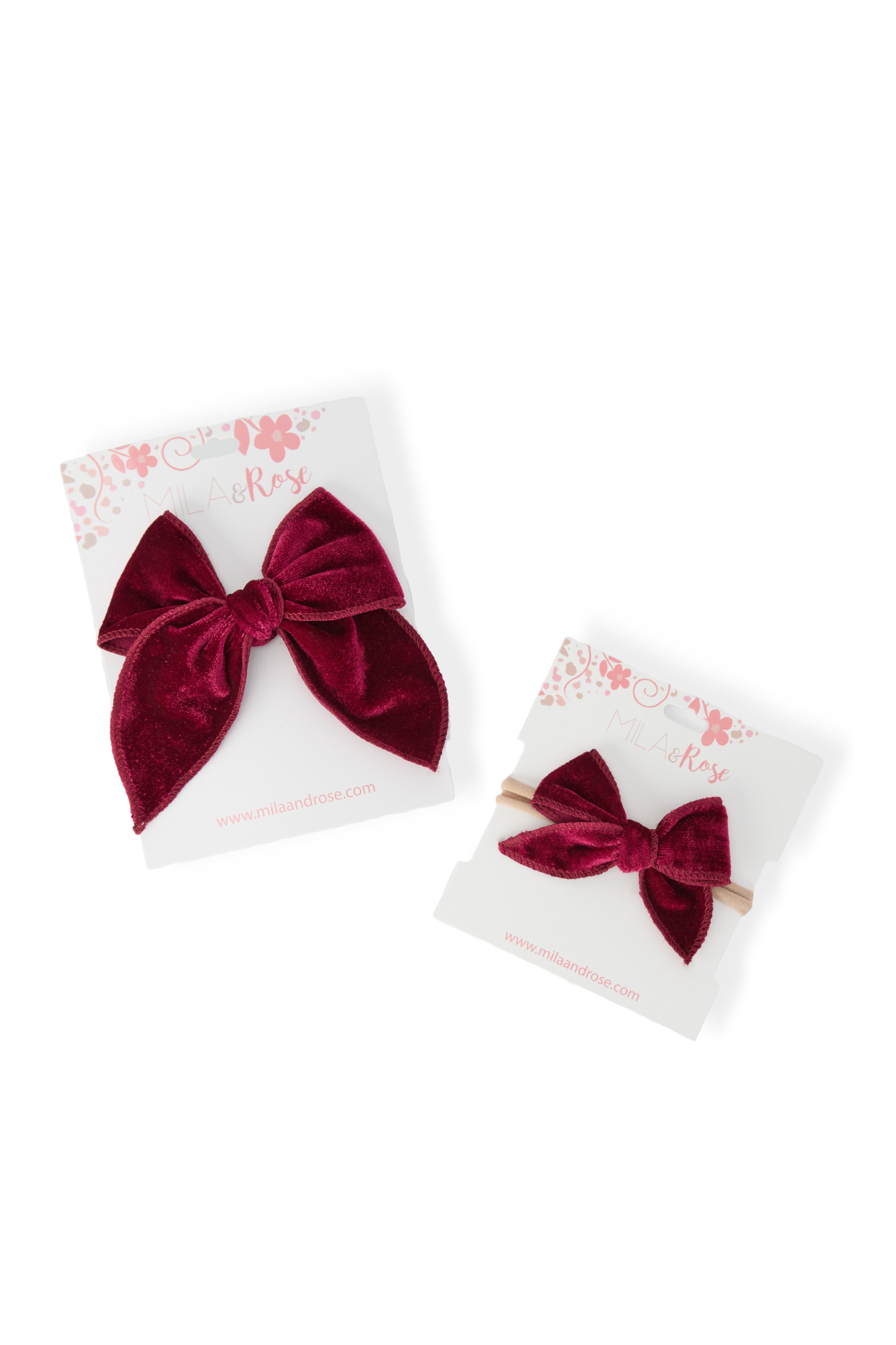Classic Hair Bow - Cranberry Velvet-Mila & Rose ®