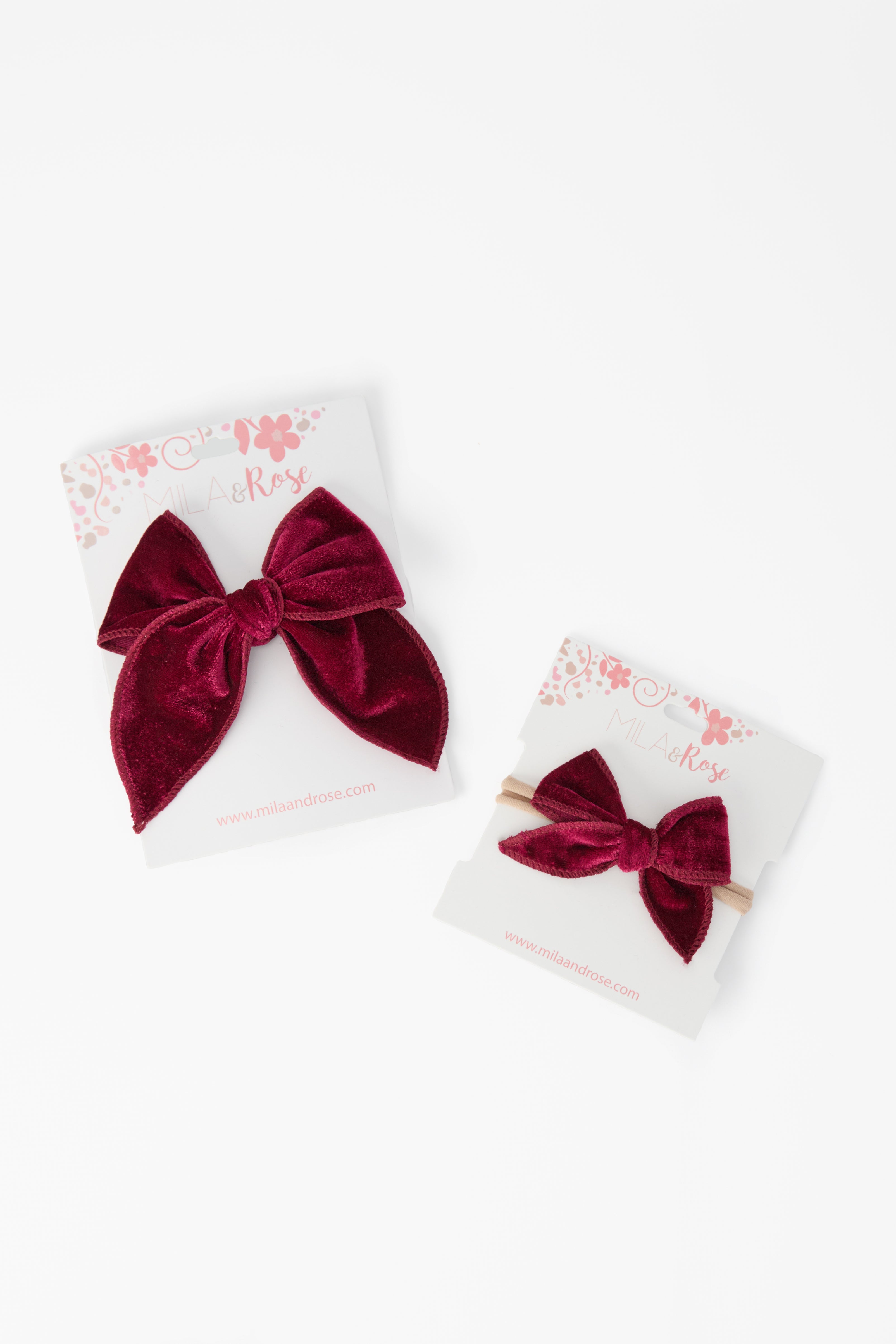 Classic Hair Bow - Cranberry Velvet-Mila & Rose ®