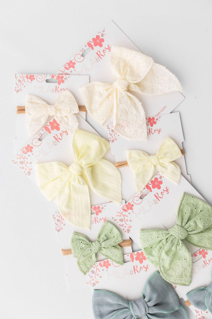 Classic Hair Bow - Cream Eyelet-Mila & Rose ®