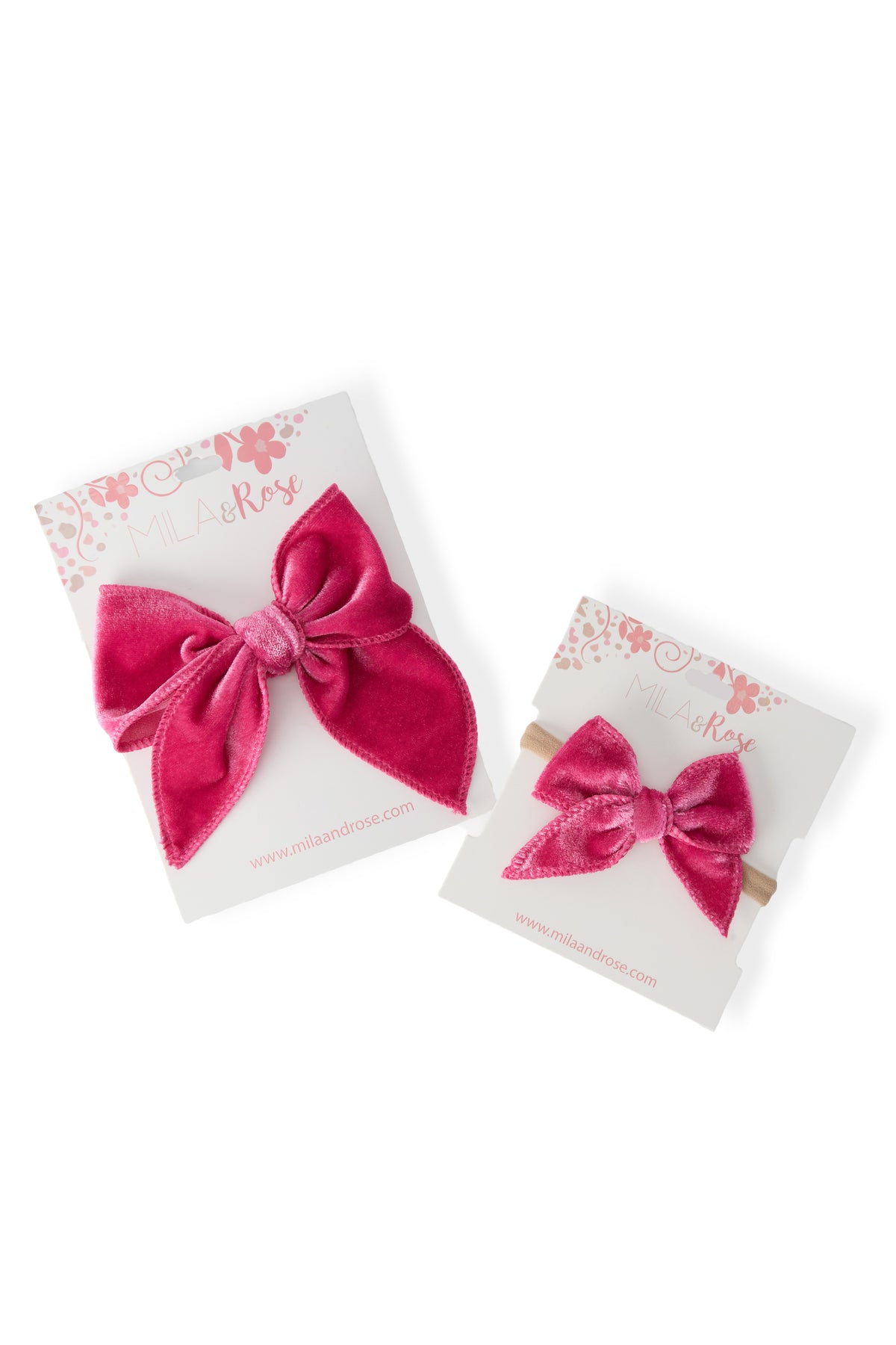 Classic Hair Bow - Magenta Velvet-Mila & Rose ®
