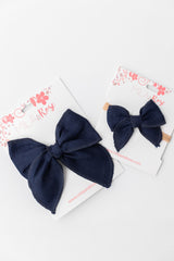 Classic Hair Bow - Navy Blue-Mila & Rose ®
