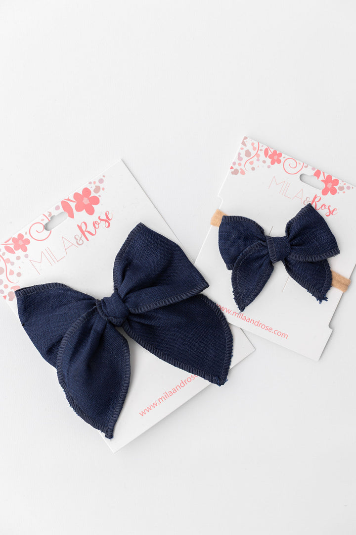 Classic Hair Bow - Navy Blue-Mila & Rose ®