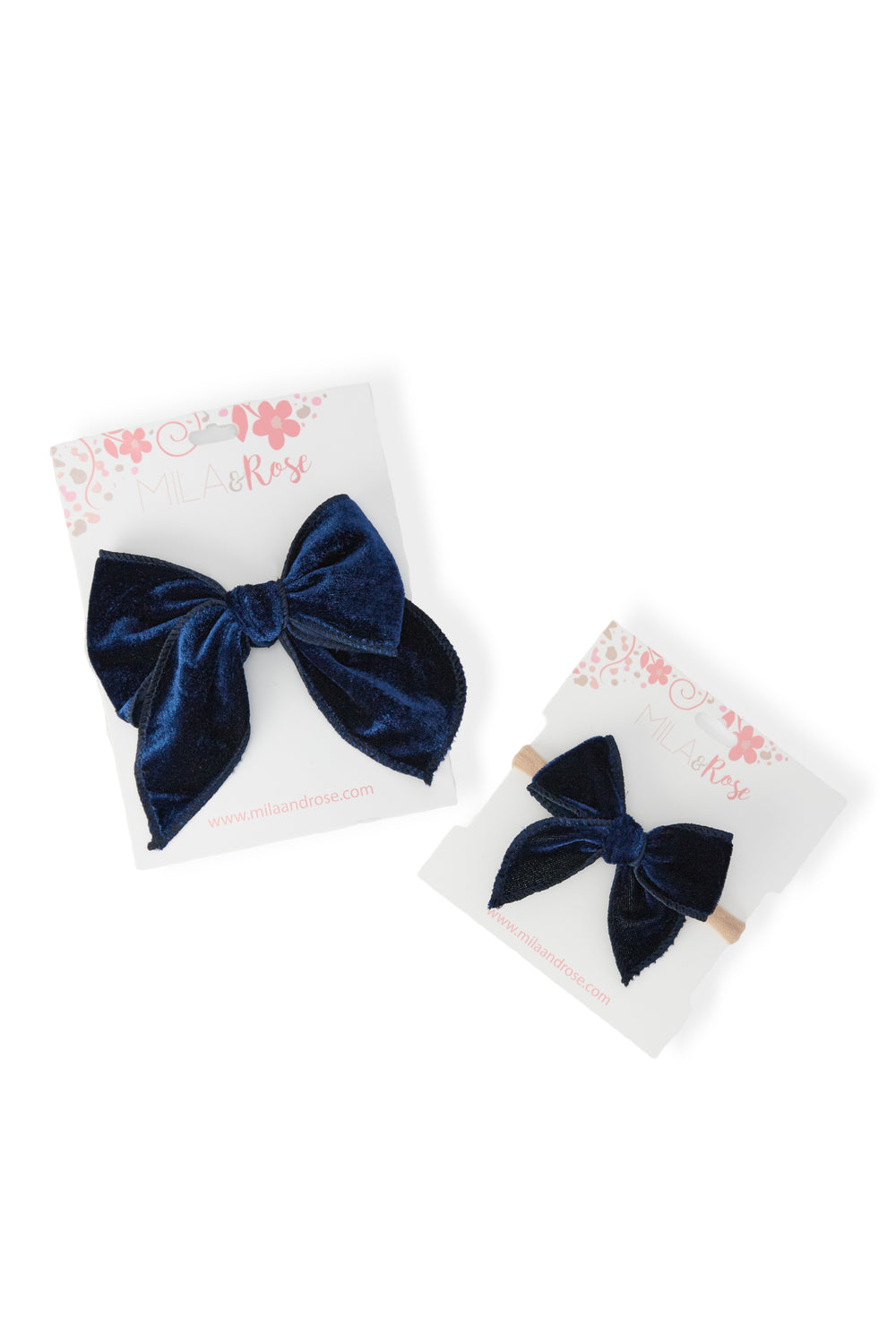 Classic Hair Bow - Navy Velvet-Mila & Rose ®