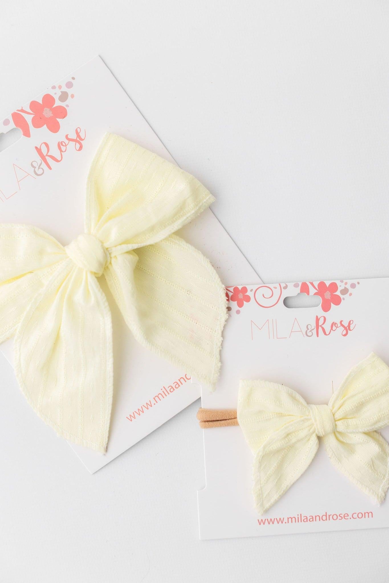 Classic Hair Bow - Pale Yellow-Mila & Rose ®