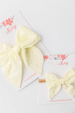 Classic Hair Bow - Pale Yellow-Mila & Rose ®