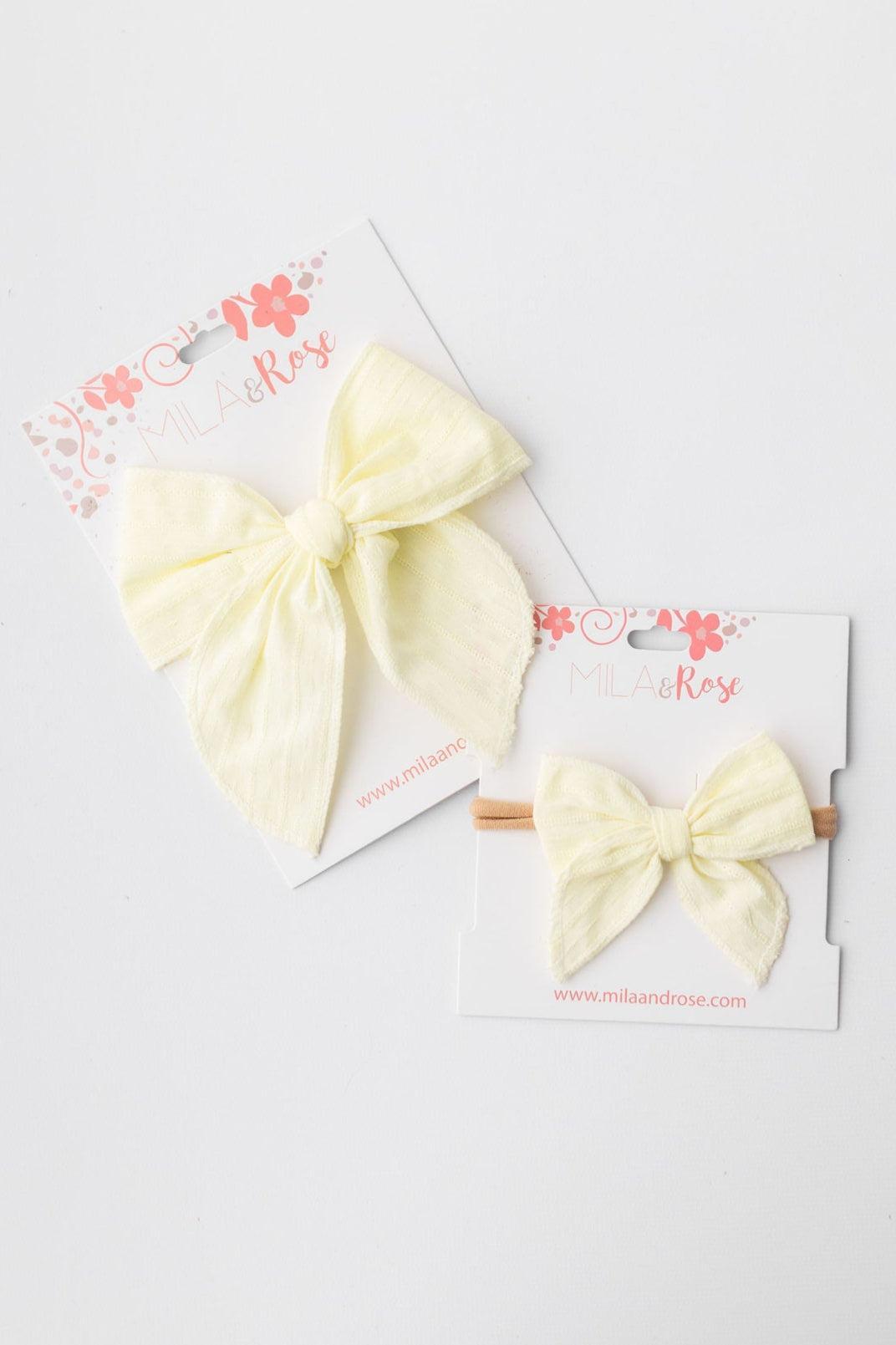 Classic Hair Bow - Pale Yellow-Mila & Rose ®