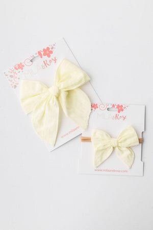 Classic Hair Bow - Pale Yellow-Mila & Rose ®